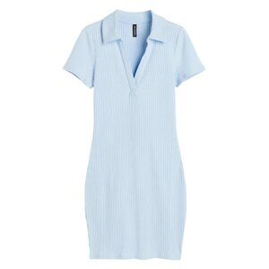 H&M Divided Women's Collared V-Neck Short-Sleeve Jersey Dress, Baby Blue, Large